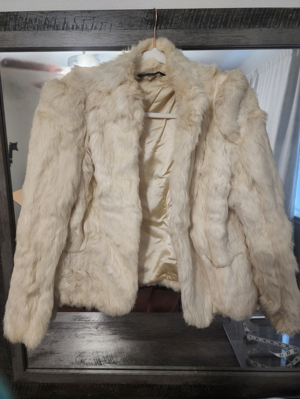 Cream Fur Jacket - Women's Plush Coat